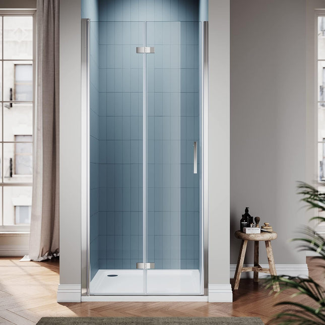 SIRHONA Porte de douche Coulissante 76/80/90x195cm Porte de douche Pivotante en Verre Transparent 6mm Securit - SIRHONA