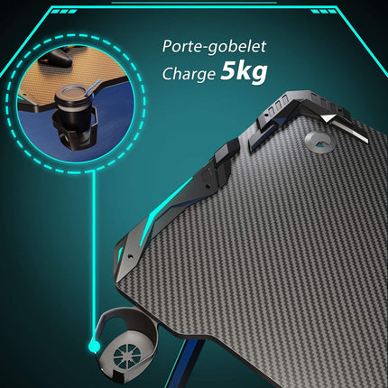 SIRHONA Bureau Gaming Table Ergonomique de Jeu Bureau d'ordinateur PC Gaming Table en Fibre - SIRHONA