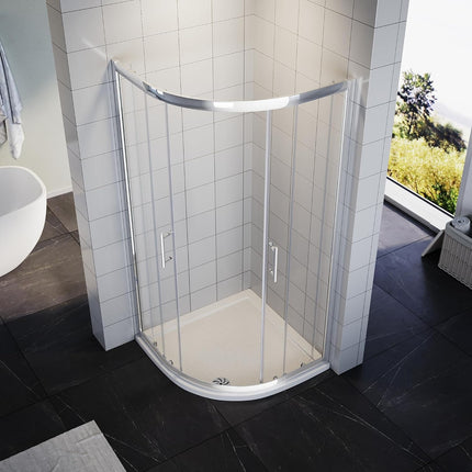 Cabine de douche Paroi de douche ronde Porte coulissante ESG Porte en verre 80/90/100cm Hauteur 185cm /195cm - SIRHONA