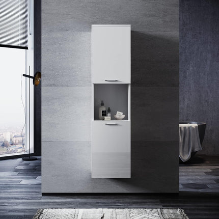 Meuble de Salle de Bain - Colonne de salle de bain 130x33x28cm Étanche et silencieux il permet de gagner de l'espace au sol - Blanc - SIRHONA