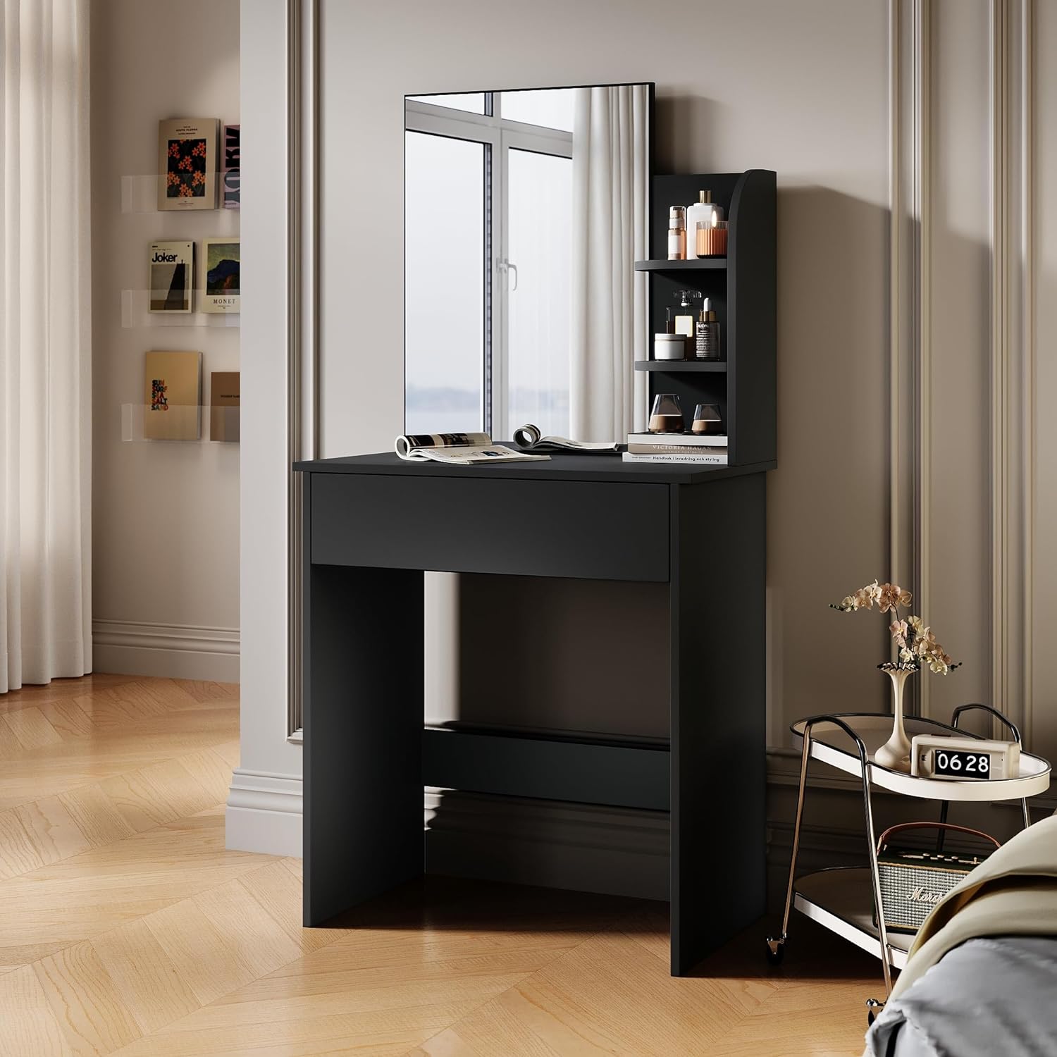 Moderne hölzerne Coiffeuse Avec Miroir LED mit Schubladen 3 Einstellbare Helligk Moderne hölzerne Coiffeuse Avec Miroir LED mit Schubladen 3 Einstellbare Helligk