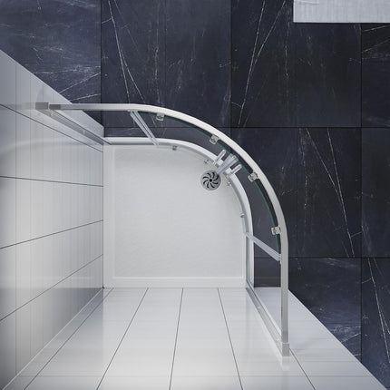 Cabine de douche Paroi de douche ronde Porte coulissante ESG Porte en verre 80/90/100cm Hauteur 185cm /195cm - SIRHONA