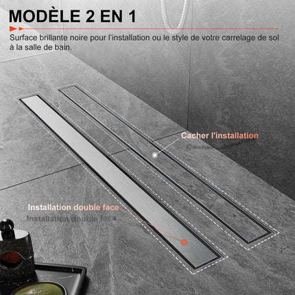 SIRHONA Caniveau Douche Italienne 50cm ~ 110cm à carreler - SIRHONA