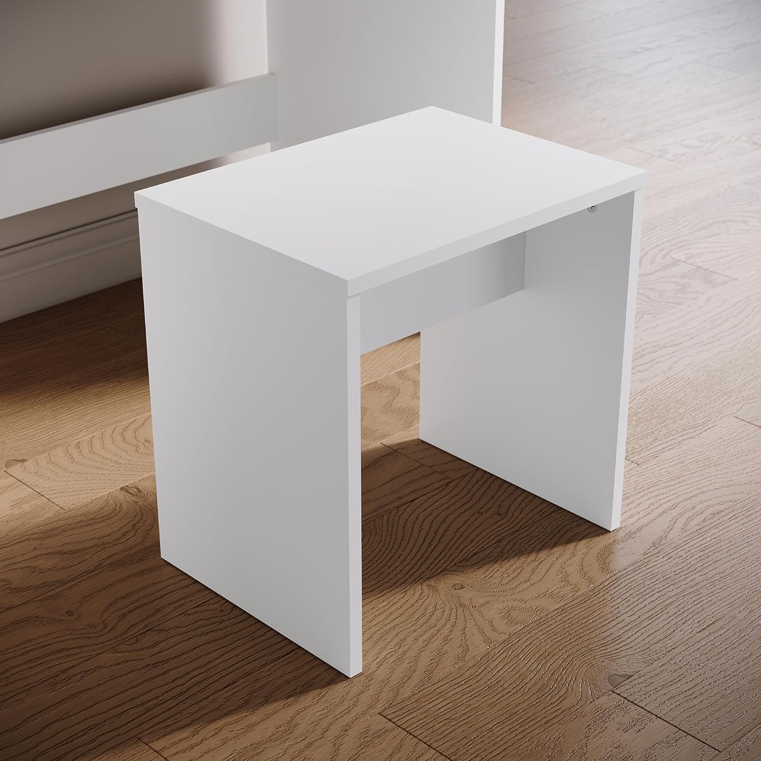 SIRHONA Coiffeuse avec miroir pliable blanche avec tabouret et miroir rabattable 2 en 1 design 2 en 1 100 x 450 x 760 mm - SIRHONA