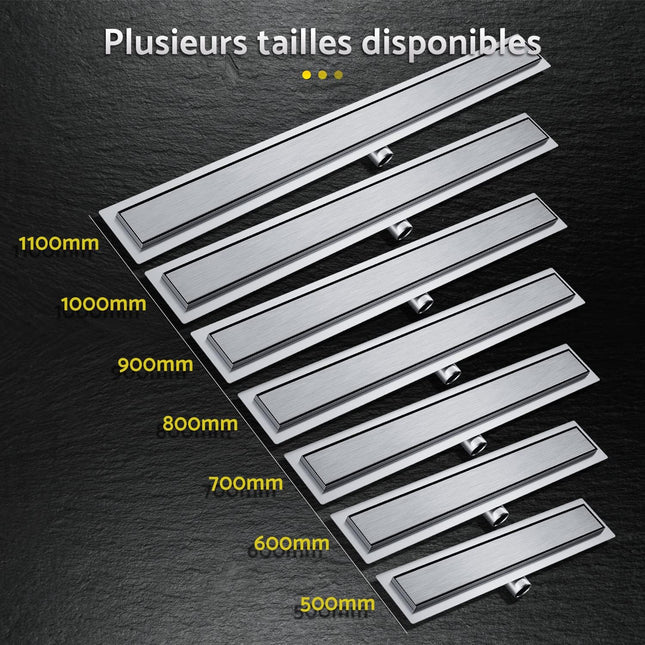 SIRHONA Caniveau Douche Italienne 80 cm Acier Inoxydable Caniveau de Sol à l'italienne Grille - SIRHONA