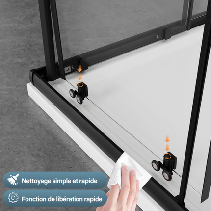 SIRHONA Porte Coulissante de dDouche Noire 70 ~100cm， 5mm Verre Cabine de Douche Trempé Cabine de Douche Réglable Design Aluminium de Haute Qualité - SIRHONA