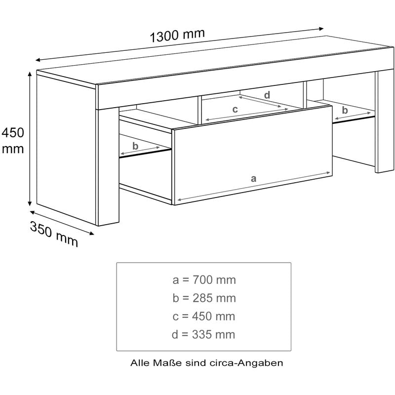 Meuble TV Bas - Lumière LED Réglable avec Télécommande  Grande Capacité SIRHONA Blanc 130x35x45 cm - SIRHONA