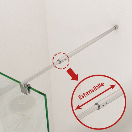 SIRHONA 700-1200mm Barre de fixation extensible stabilisation de verre acier inoxydable pour paroi de fixation paroi de douche, chrom poli - SIRHONA