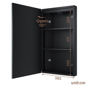 SIRHONA Armoire de Toilette Miroir, Armoire Murale avec Éclairage LED et Prises de Courant 38.5 x 70 x 16cm