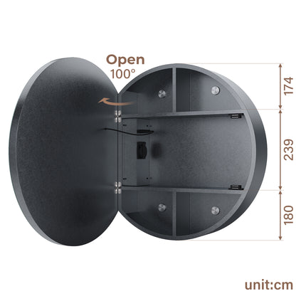 SIRHONA Armoire de Toilette Miroir, Armoire Murale avec Éclairage LED et Prises de Courant, Trois Températures de Couleur Réglables, 60 x 60 x 14cm - SIRHONA