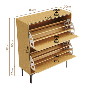 SIRHONA Meuble à chaussures 6 compartiments Commode à chaussures peu encombrante Meubles couleur bois 80x30x95 cm - SIRHONA