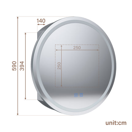 SIRHONA Armoire de Toilette Miroir, Armoire Murale avec Éclairage LED et Prises de Courant, Trois Températures de Couleur Réglables, 60 x 60 x 14cm - SIRHONA