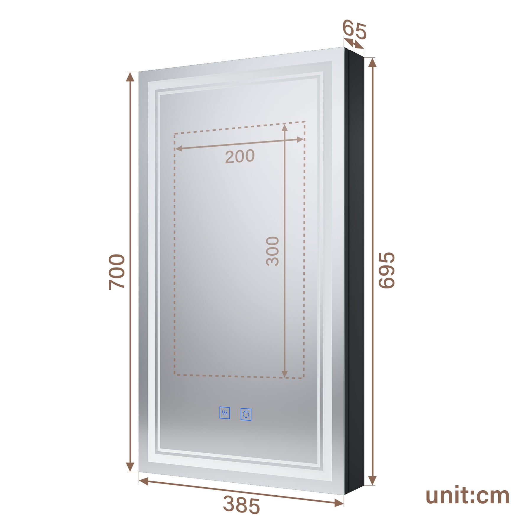 SIRHONA Armoire de Toilette Miroir, Armoire Murale avec Éclairage LED et Prises de Courant 38.5 x 70 x 16cm