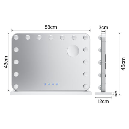 SIRHONA Maquillage 58x43cm avec lumière RGB et haut-parleur Bluetooth Miroir Hollywood LED 3 couleurs Luminosité - SIRHONA
