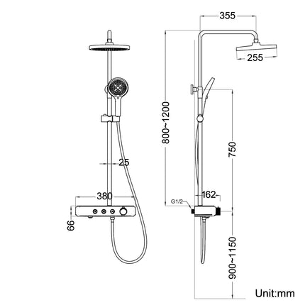 Colonne de Douche avec Thermostat à Verrouillage de Sécurité, 3 Modes et Double Tête à Bouton, Acier Inoxydable Chromé - SIRHONA
