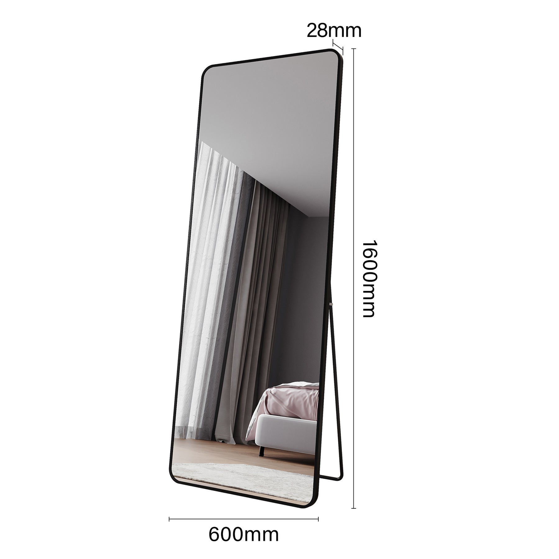 SIRHONA Miroir de maquillage moderne installation murale ou verticale 1600 x 600 x 28mm - SIRHONA