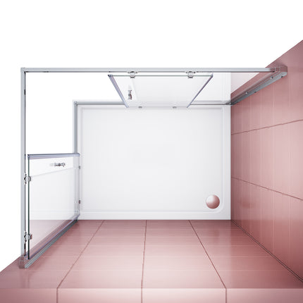 SIRHONA Cabine de douche Entrée d'angle Porte coulissante Verre trempé 6mm Installation réversible Profils An aluminium - SIRHONA