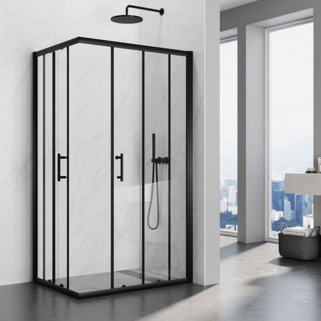 SIRHONA Porte Coulissante de dDouche Noire 70 ~100cm， 5mm Verre Cabine de Douche Trempé Cabine de Douche Réglable Design Aluminium de Haute Qualité - SIRHONA