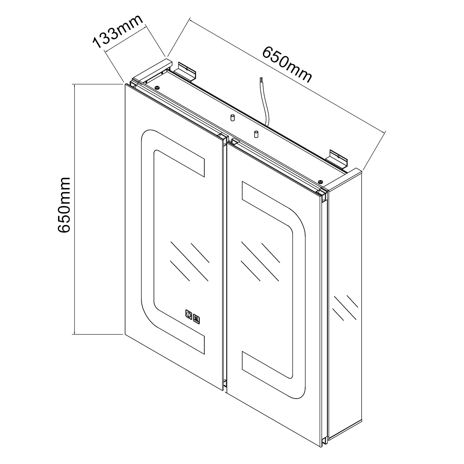 SIRHONA armoire de toilette aluminium LED avec éclairage avec prise tactile anti-buée armoire de toilette miroir de salle de bain 65x65x13.3cm - SIRHONA