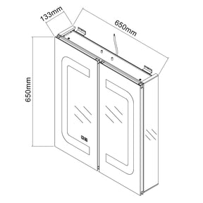 SIRHONA armoire de toilette aluminium LED avec éclairage avec prise tactile anti-buée armoire de toilette miroir de salle de bain 65x65x13.3cm - SIRHONA