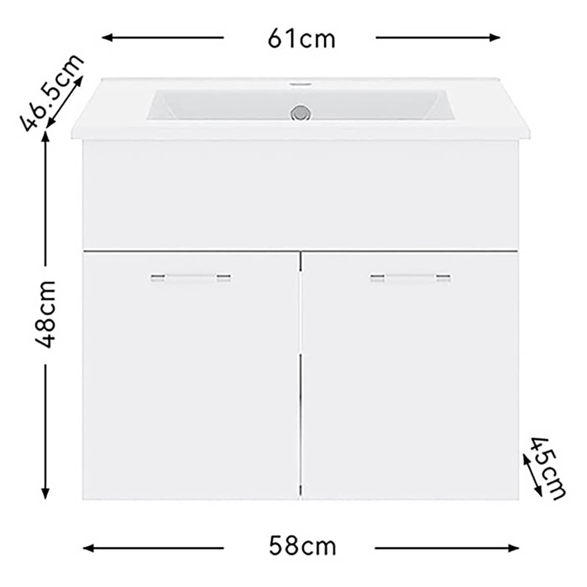 SIRHONA Combinaison meuble-lavabo pour petit espace, ensemble moderne de meubles suspendus avec plan vasque en résine Blanc - SIRHONA