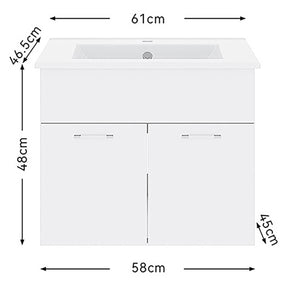 SIRHONA Combinaison meuble-lavabo pour petit espace, ensemble moderne de meubles suspendus avec plan vasque en résine Blanc - SIRHONA