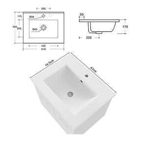 SIRHONA Combinaison meuble-lavabo pour petit espace, ensemble moderne de meubles suspendus avec plan vasque en résine Blanc - SIRHONA