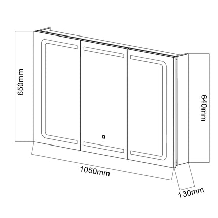 Armoire de toilette avec  acier inoxydable 3 portes 13x105x65cm - SIRHONA