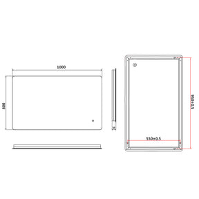 SIRHONA Miroir LED Miroir de salle de bain avec éclairage Interrupteur tactile 100x60cm - SIRHONA