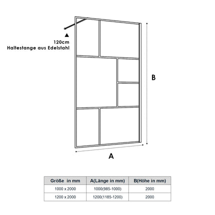 Paroi de douche à l'italienne ESG verre de sécurité Epaisseur 8mm Hauteur 200cm - SIRHONA