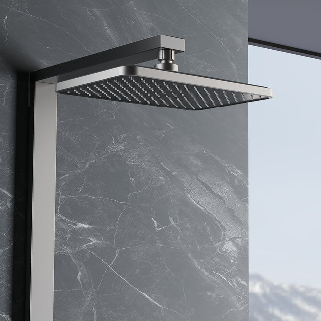 Colonne de Douche Thermostatique, Colonne de Douche Tube Carré, Affichage Digital Thermostat à Clavier, Gris - SIRHONA