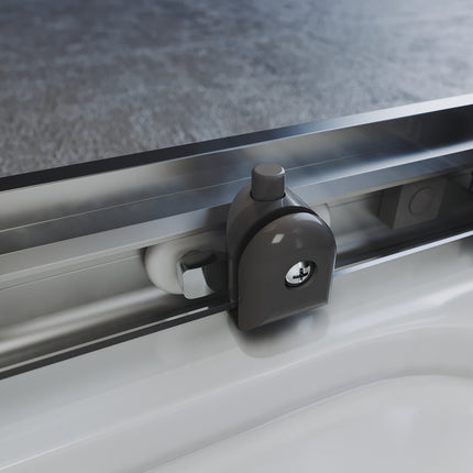 Cabine de douche, à entrée d'angle avec cadre en aluminium et verre trempé de sécurité de 6 mm - SIRHONA