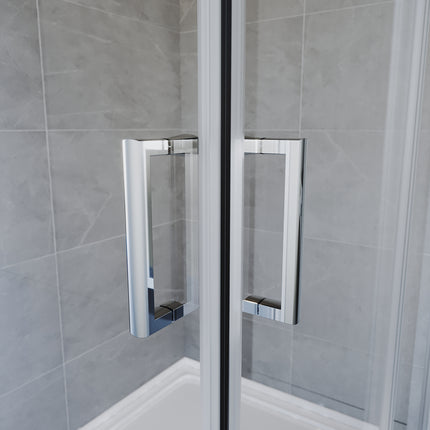 Cabine de douche, à entrée d'angle avec cadre en aluminium et verre trempé de sécurité de 6 mm - SIRHONA