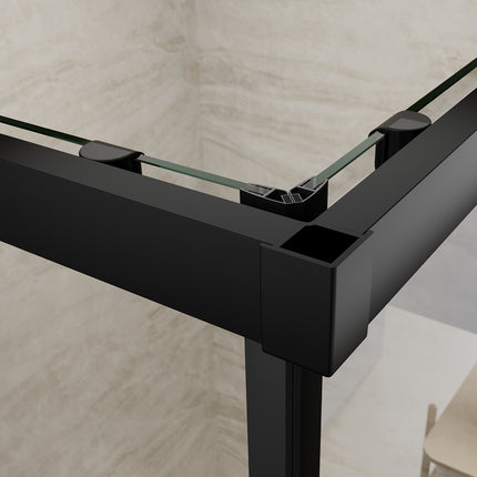 Cabine de douche d'angle, paroi de douche en verre trempé de sécurité de 6 mm, hauteur 195cm, noir - SIRHONA