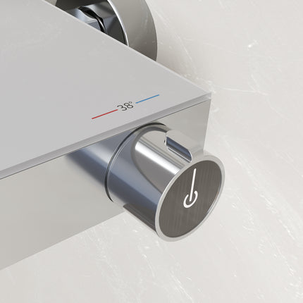 SIRHONA Colonne de Douche Thermostatique, Laiton Chromé Colonne de Douche Tube Rond - SIRHONA