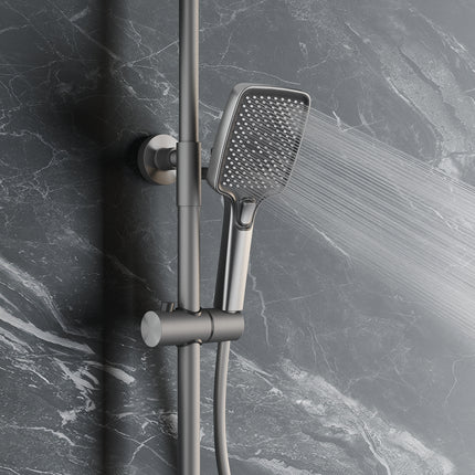 Colonne de Douche Thermostatique 38°C avec Pommeau de Douche, 3 Sorties d'Eau, Réglable en Hauteur, Gris Pistolet - SIRHONA