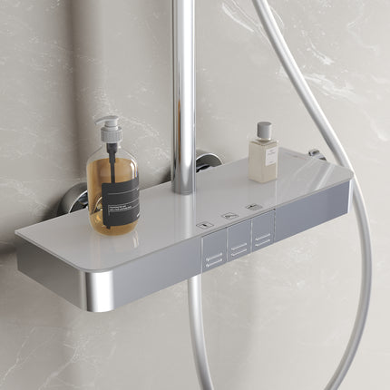 SIRHONA Colonne de Douche Thermostatique, Laiton Chromé Colonne de Douche Tube Rond - SIRHONA
