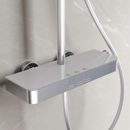 SIRHONA Colonne de Douche Thermostatique, Laiton Chromé Colonne de Douche Tube Rond - SIRHONA