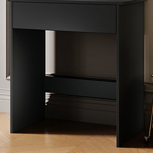 SIRHONA Coiffeuse avec Miroir, Table de Maquillage avec Grands Tiroirs et étagères de rangement, Noir 70x40x140cm - SIRHONA