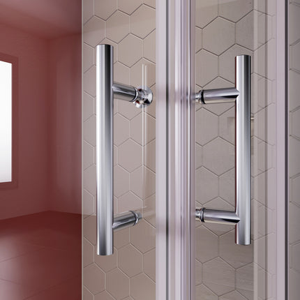 SIRHONA Cabine de douche Entrée d'angle Porte coulissante Verre trempé 6mm Installation réversible Profils An aluminium - SIRHONA