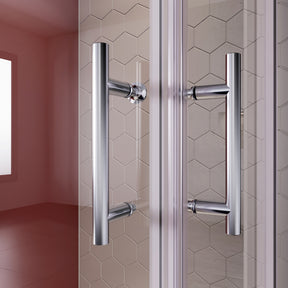 SIRHONA Cabine de douche Entrée d'angle Porte coulissante Verre trempé 6mm Installation réversible Profils An aluminium - SIRHONA