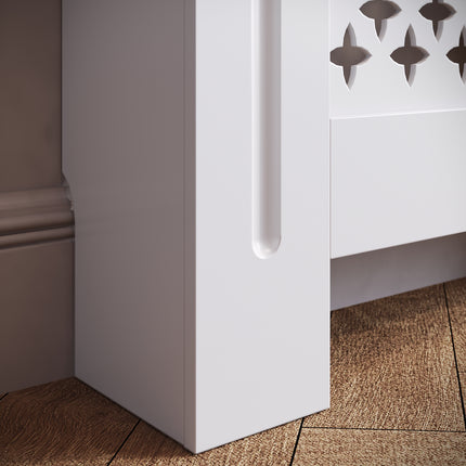 SIRHONA Habillage de radiateur Bois Grille croisée 152x19x81.5cm Blanc - SIRHONA