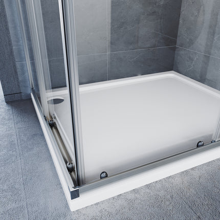 Cabine de douche, à entrée d'angle avec cadre en aluminium et verre trempé de sécurité de 6 mm - SIRHONA