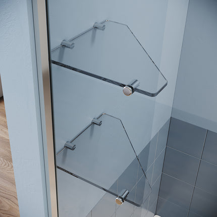Paroi de douche italienne avec triangulaires étagères en verre de 8 mm taille 70-120cm hauter 200cm - SIRHONA