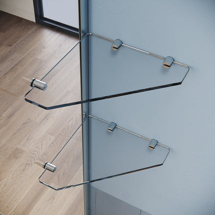 Paroi de douche italienne avec triangulaires étagères en verre de 8 mm taille 70-120cm hauter 200cm - SIRHONA