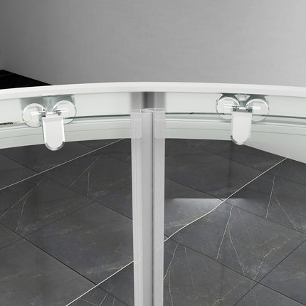 Cabine de douche Paroi de douche ronde Porte coulissante ESG Porte en verre 80/90/100cm Hauteur 185cm /195cm - SIRHONA