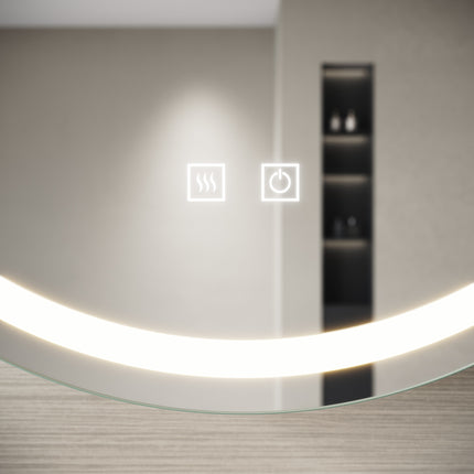 SIRHONA Armoire de Toilette Miroir, Armoire Murale avec Éclairage LED et Prises de Courant, Trois Températures de Couleur Réglables, 60 x 60 x 14cm - SIRHONA