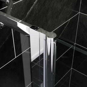 SIRHONA Paroi de douche pivotante, Porte de douche semi-sans cadre en chrome extensible, Cabine de douche avec étagère verre - SIRHONA