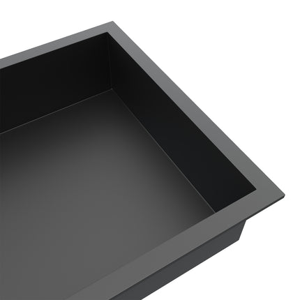 Niche murale de douche en acier inoxydable, niche de douche encastrée, étagère unique de stockage pour salle de bains, pas de carrelage nécessaire, 90 x 30 x 10 cm, noir - SIRHONA