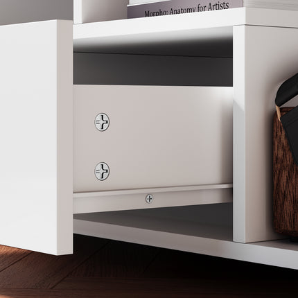 Table basse avec tiroirs de rangement et éclairage LED réglable Disponible en 12 couleurs Blanc 55 x 100 x 40 cm - SIRHONA